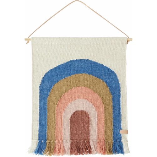 soldes hiver design the cool republic Petit tapis de mur en laine bleu Rainbow chambre enfant