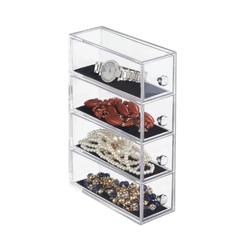 systeme rangement pratique fournitures creatives Tour de rangement maquillage 4 tiroirs plastique