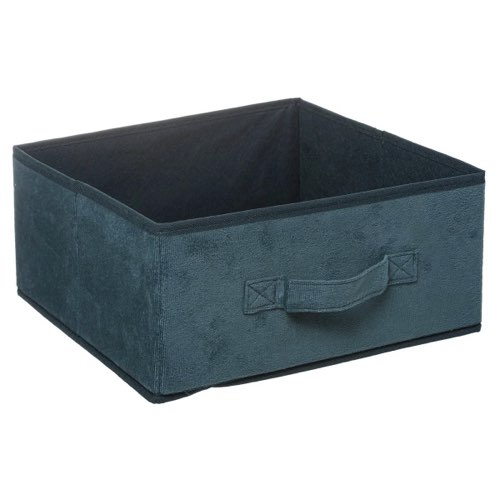 systeme rangement pratique fournitures creatives Panier de rangement en velours bleu canard bas 31 cm