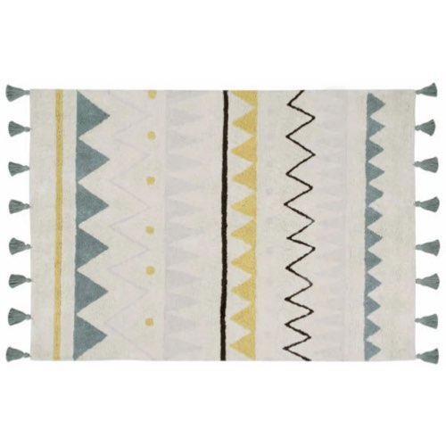 deco moderne et accueillante entree Tapis en coton bleu vintage 160 x 120 cm Azteca Natural