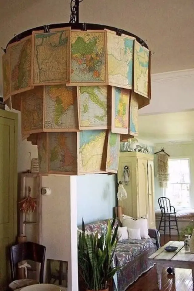 decoration voyage exemple a copier luminaire diy suspension à faire soi même carte du monde