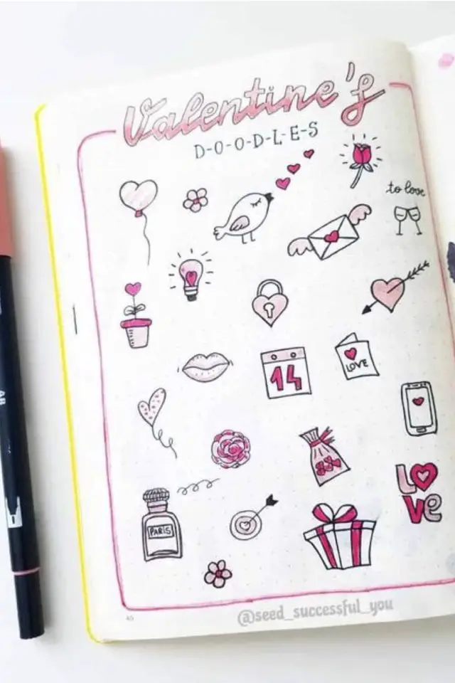 doodle a dessiner bujo saint valentin petit dessin à reproduire