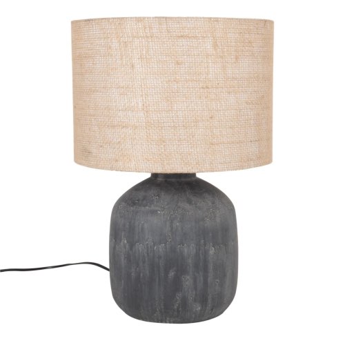 entree accueillante maisons du monde Lampe en céramique noire et abat-jour en jute