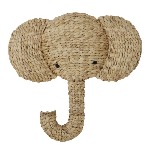 meuble et deco chambre bebe fille Trophée mural éléphant en fibre végétale 52x50