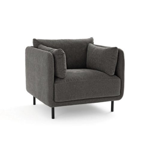 meuble salon soldes la redoute Fauteuil, tissu texturé cosy gris anthracite