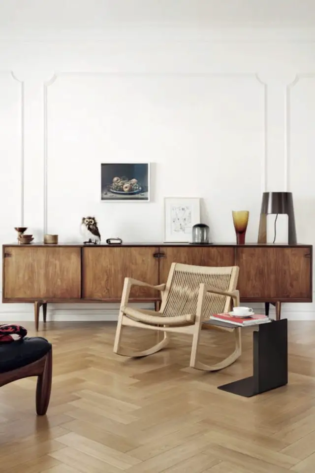 meuble sejour esthetique simple et deco enfilade en bois vintage minimaliste élégante
