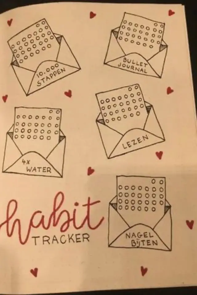 mood tracker bullet journal saint valentin habitude dessin petite lettre d'amour