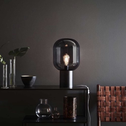 ou trouver luminaire en verre Lampe à poser en verre noir moderne épuré chic