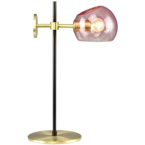 ou trouver luminaire en verre design Lampe de table noire et globe en verre rose Olga coloré féminin élégant