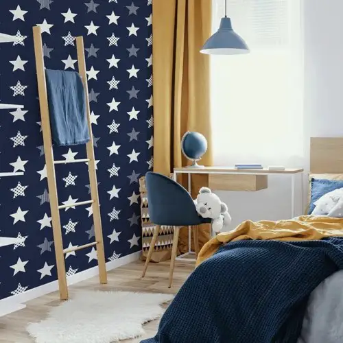 papier peint bleu chambre enfant Papier peint intissé Kids Stars Navy