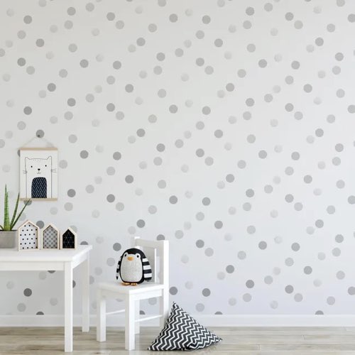 papier peint chambre enfant blanc Papier peint intissé Kids Dotty Polka argent