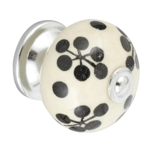 relooking meuble boutons poignees pas cher Bouton de meuble Boule porcelaine, noir / blanc REI H.38 x l.40 x P.40 mm