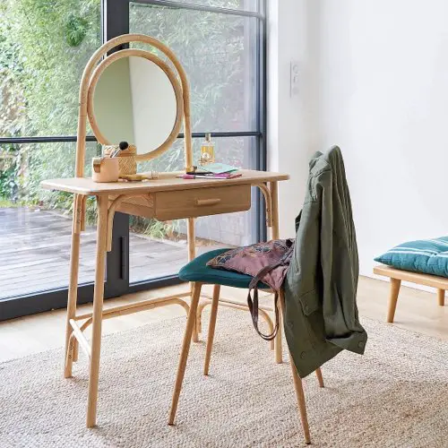 soldes chambre adulte mobilier la redoute Coiffeuse Marika en chêne