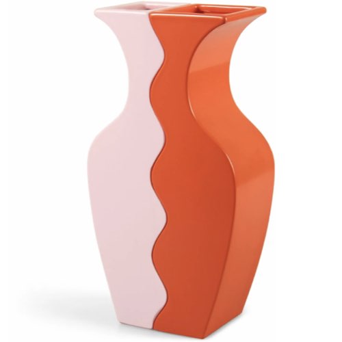 beau vase design a offrir 2 vases en dolomite orange et rose Wave - &Klevering
