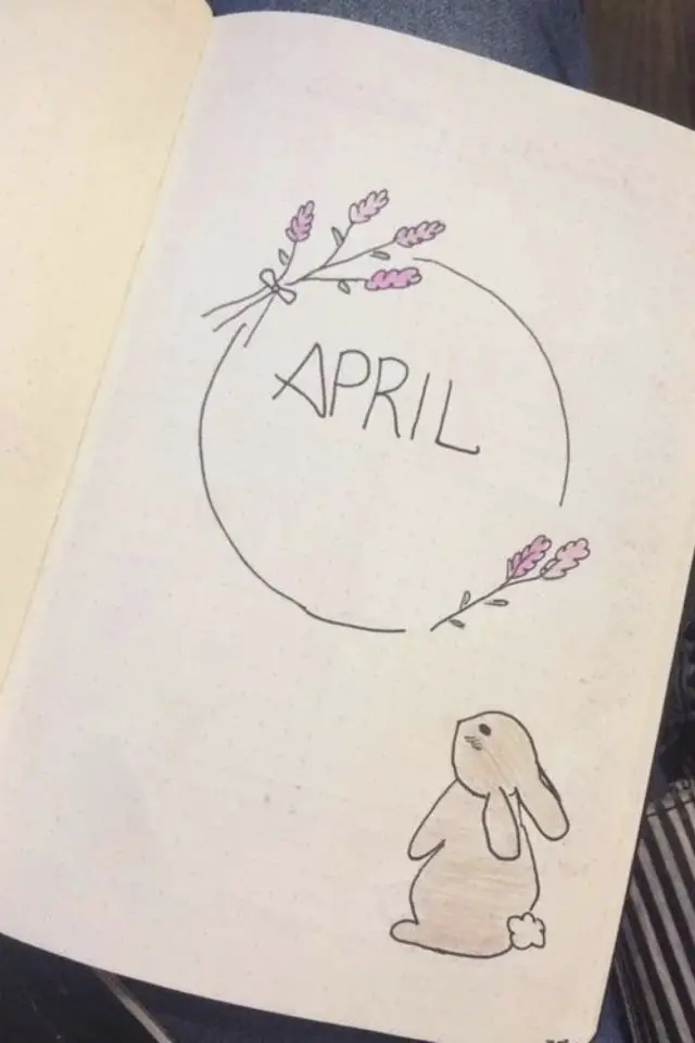bullet journal paque page de garde facile lapin fleur minimaliste exemple