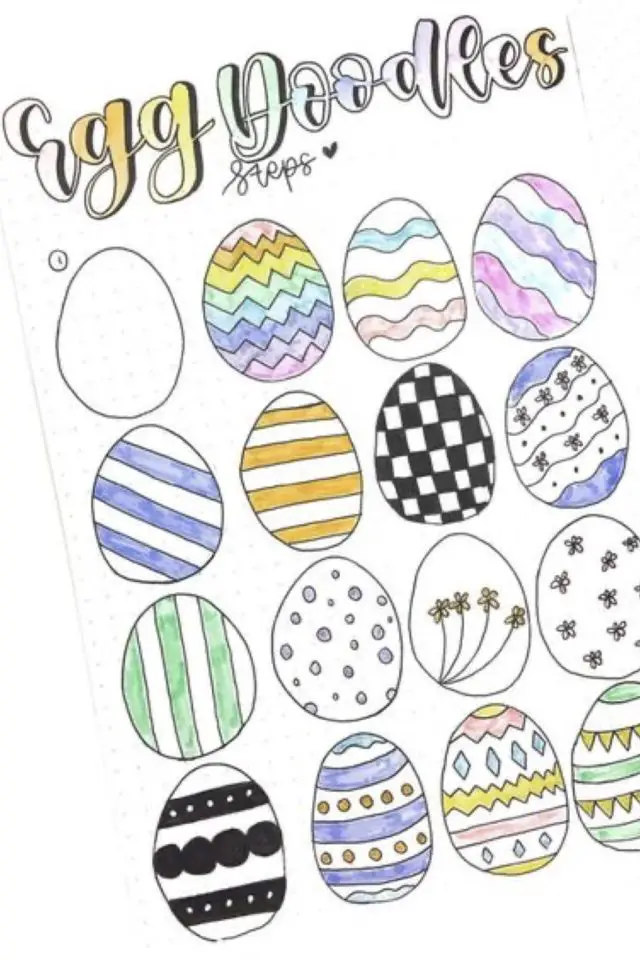 bullet journal theme paque doodle a copier oeuf décorer facile à faire couleur