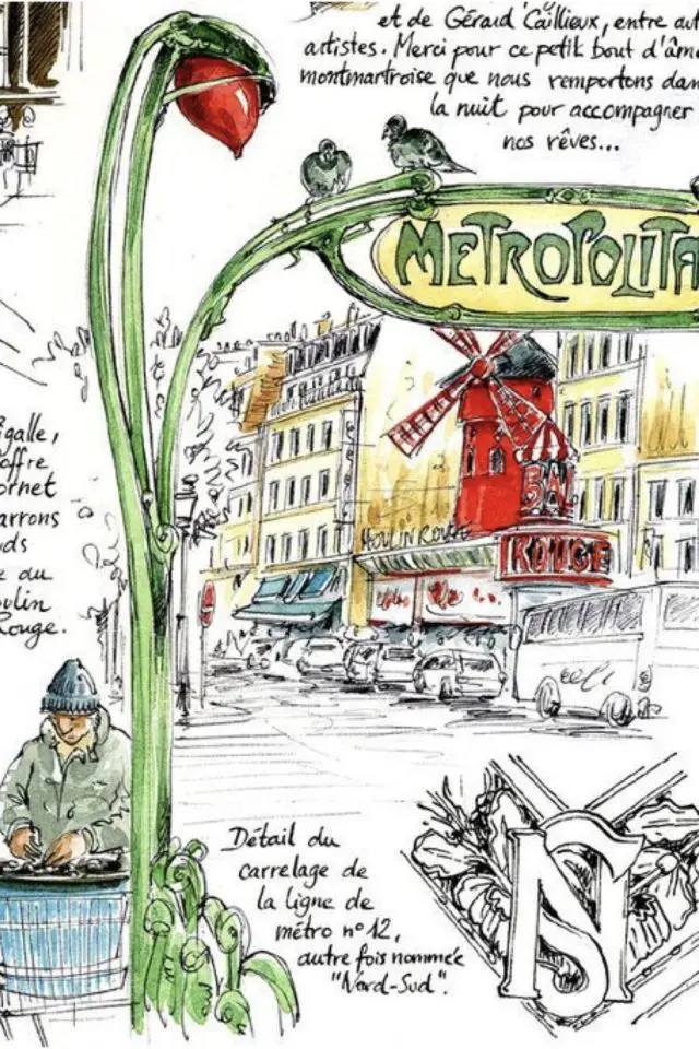 carnet de voyage aquarelle dessin Paris visite Montmartre couleur souvenirs découverte