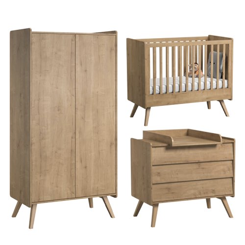 chambre bebe garcon maisons du monde Chambre bébé : Trio - lit bébé 60x120 commode armoire naturel