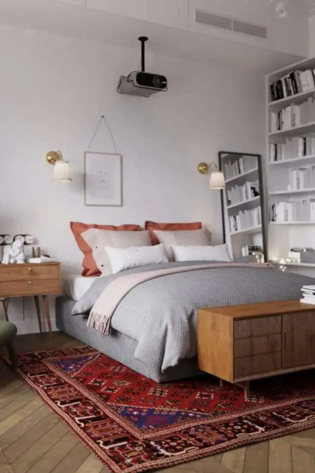 chambre deco pratique rangement exemple meuble d'appoint rangement bout de lit