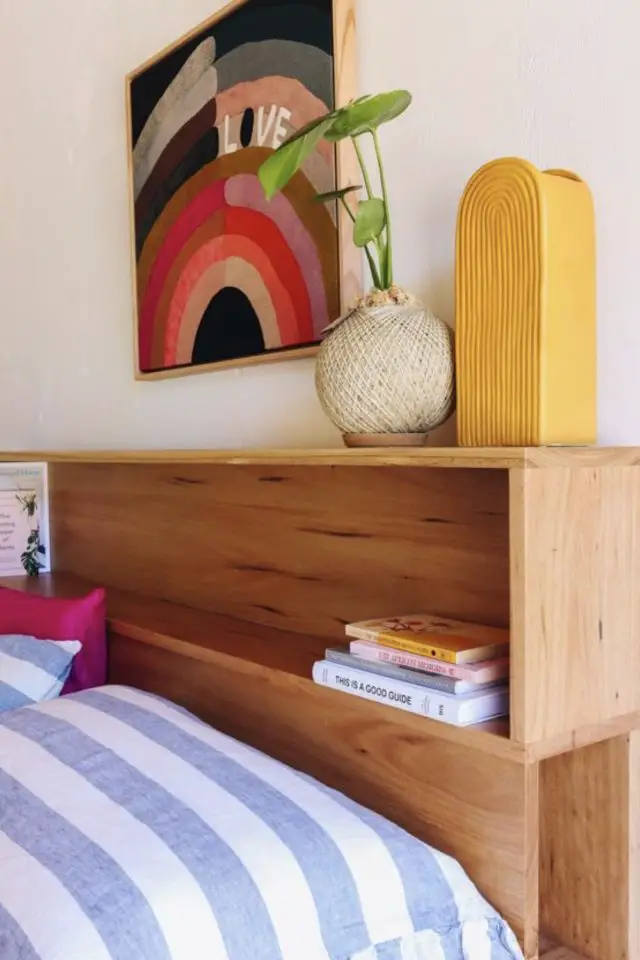 chambre deco pratique rangement exemple rêre de lit en bois niche rangement moderne