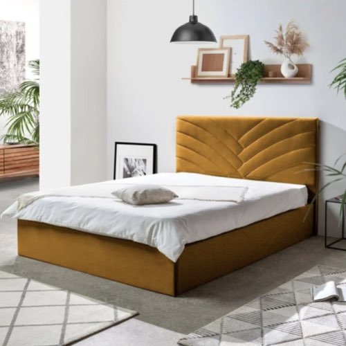 chambre gain de place literie rangement Lit coffre en Bois massif jaune moutarde