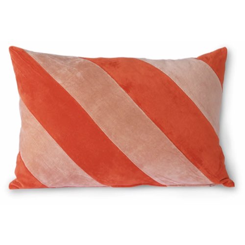  coussin salon moderne chic Coussin en velours rayé rose et rouge 40 x 60 cm - Hkliving