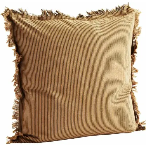 coussin salon moderne chic Housse de coussin rayée avec franges Sugar almond - Madam Stoltz