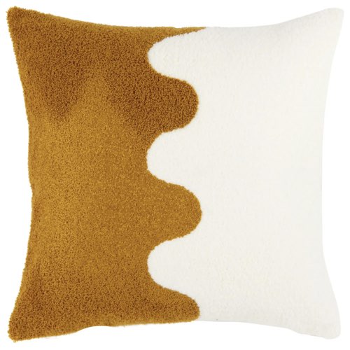 deco canape coussin maisons du monde Housse de coussin tuftée écrue et ocre 40x40