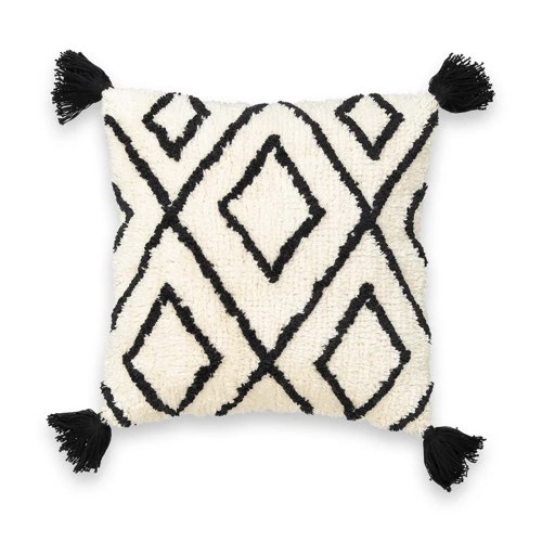 deco canape moderne la redoute Housse de coussin écru et noir