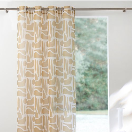 deco chambre reussie blancheporte Panneau voile imprimé arty finition oeillets couleur ocre