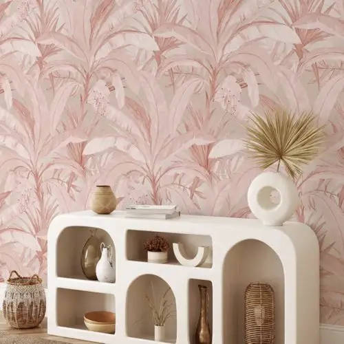 deco chambre reussie leroy merlin Papier Peint Rose Jungle Tropicale