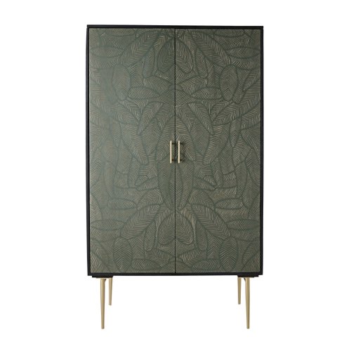 deco chambre reussie maisons du monde Armoire 2 portes en manguier massif noir sculpté motifs feuilles