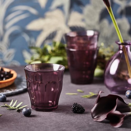 deco couleur prune maisons du monde Verre à eau 25 cl en verre trempé résistant teinté prune