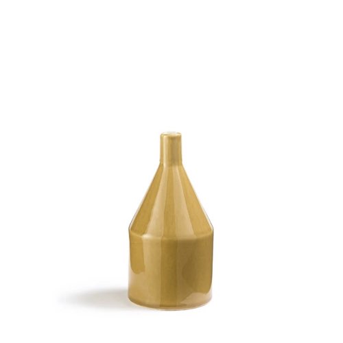 decor color bloc couleur chaude Vase en céramique H21 cm jaune moutarde