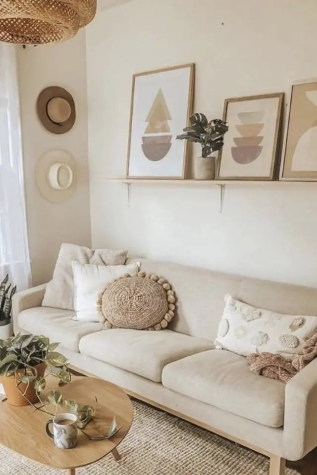 decor salon canape beige couleur coussin neutre fibre naturelle inspiration slow intérieur