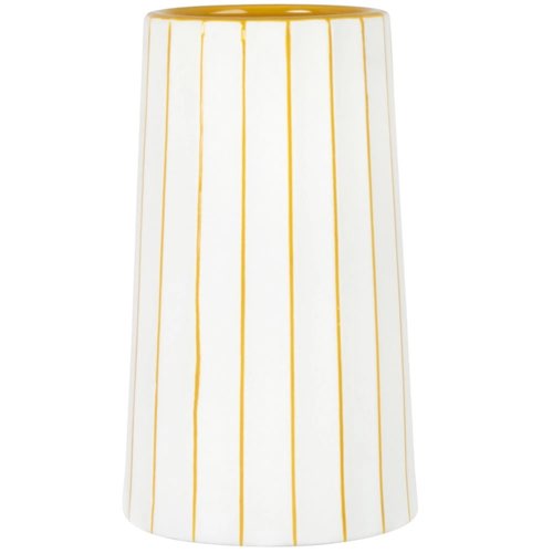 decoration au quotidien vase fleurs Vase en grès blanc et jaune citron H26