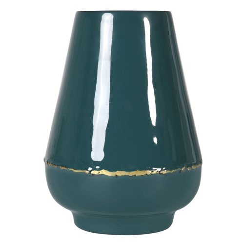 decoration au quotidien vase fleurs Vase en fer émaillé vert et détails en laiton
