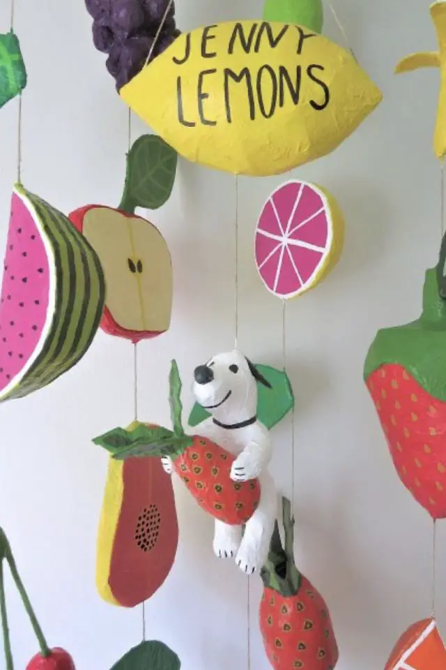 idee diy papier mache deco loisirs créatifs activité manuelle enfant décoration colorée pop fruit