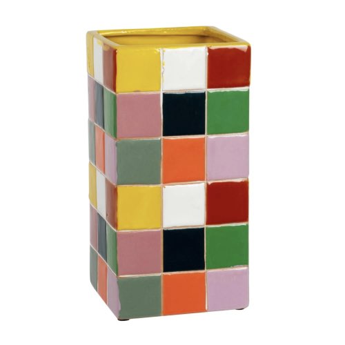 joli vase a offrir maisons du monde Vase en grès quadrillé multicolore H24 mosaïque