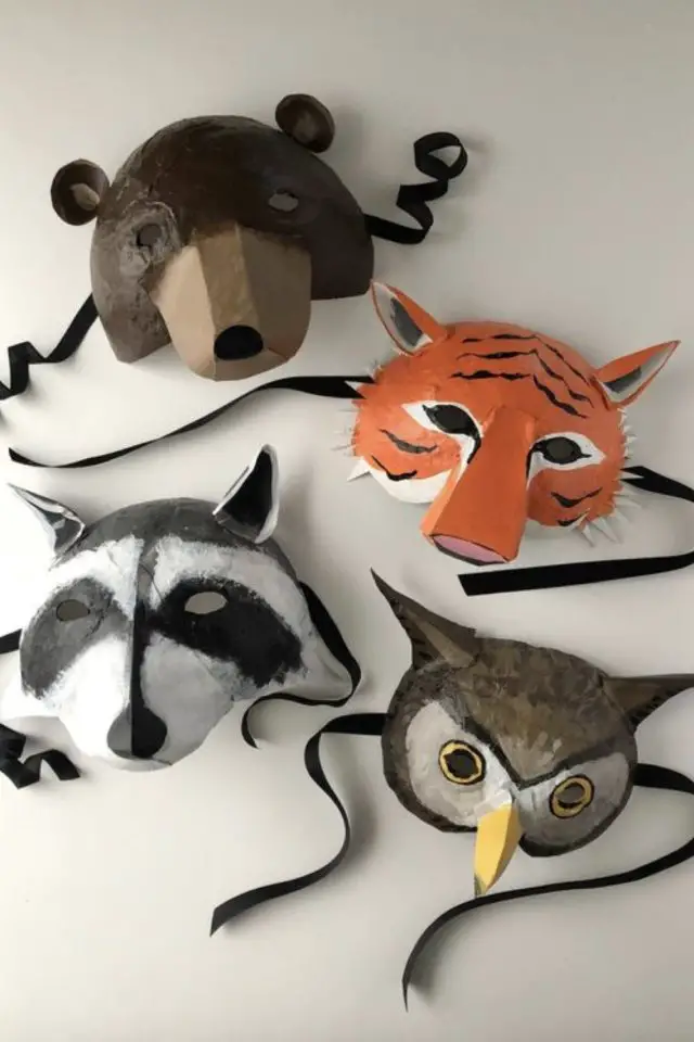 loisirs creatifs decoration papier mache masque carnaval pour enfant animaux activité manuelle