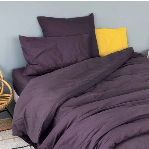 meuble deco couleur prune la redoute Housse de Couette Unie en coton Lavé figue