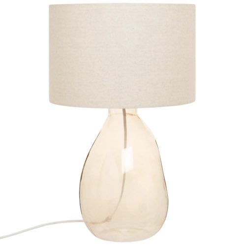 objets deco bord de mer maisons du monde Lampe en verre rosé et abat-jour en coton beige