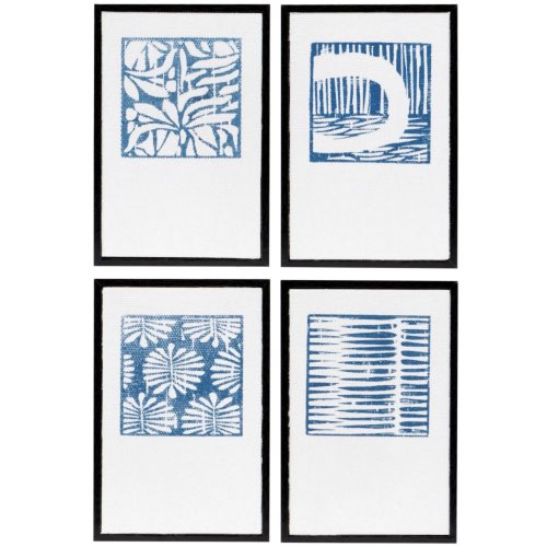 objets deco bord de mer maisons du monde Toiles bleues et blanches (x4) 10x15 - Lot de 2