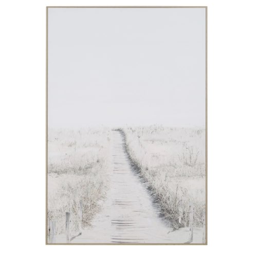 objets deco bord de mer maisons du monde Toile imprimé paysage blanc, beige et bleu 66x100