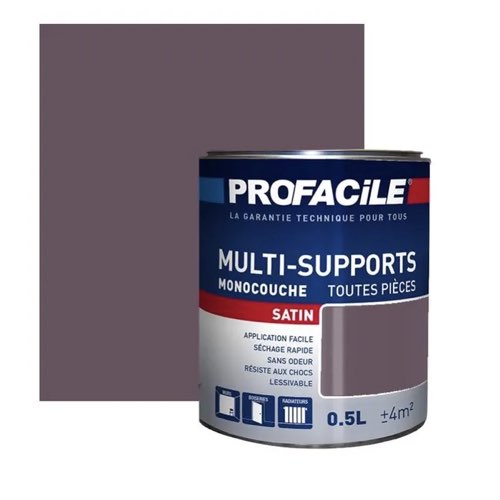 revetement mur couleur prune leroy merlin Peinture intérieure multi-supports, PROFACILE 0.5 litre-Prune