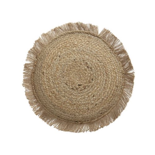 salon deco canape coussin pas cher Coussin rond à franges jute naturel