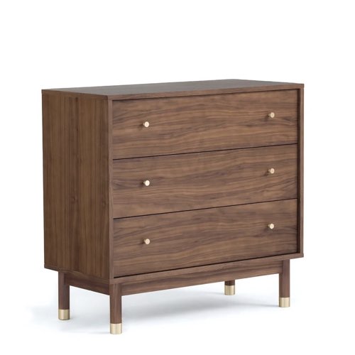 tendance vintage moderne meuble chambre Commode 3 tiroirs en bois foncé