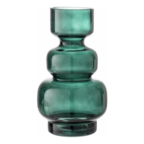 vase en verre design moderne Vase en verre vert vague - Bloomingville