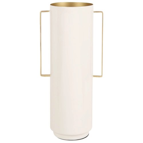 vase fleurs sechees herbe pampa Vase en fer blanc et doré avec anses H28