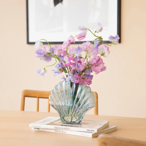 vase moderne en verre maisons du monde Vase coquillage verre bleu